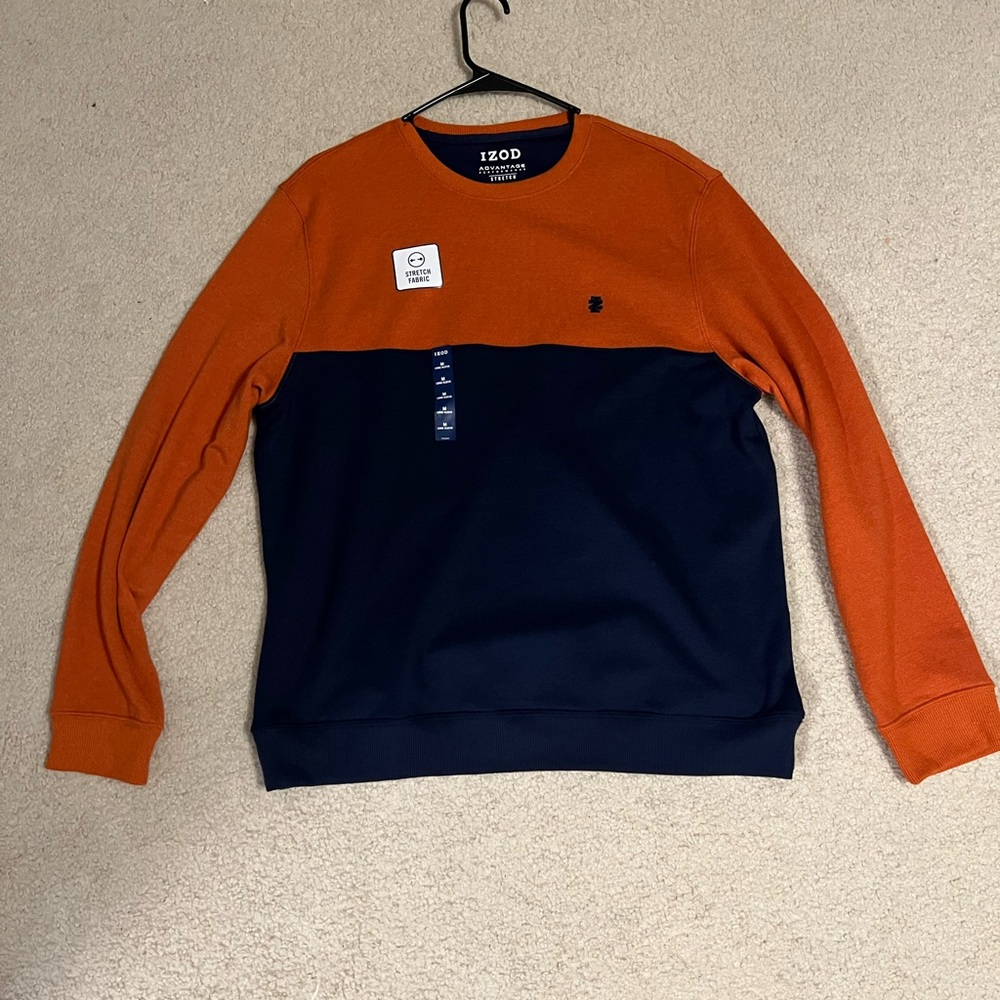 Izod Orange and Blue Crewneck Sweater